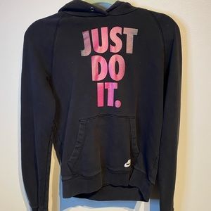 Nike hoodie size small black with pink